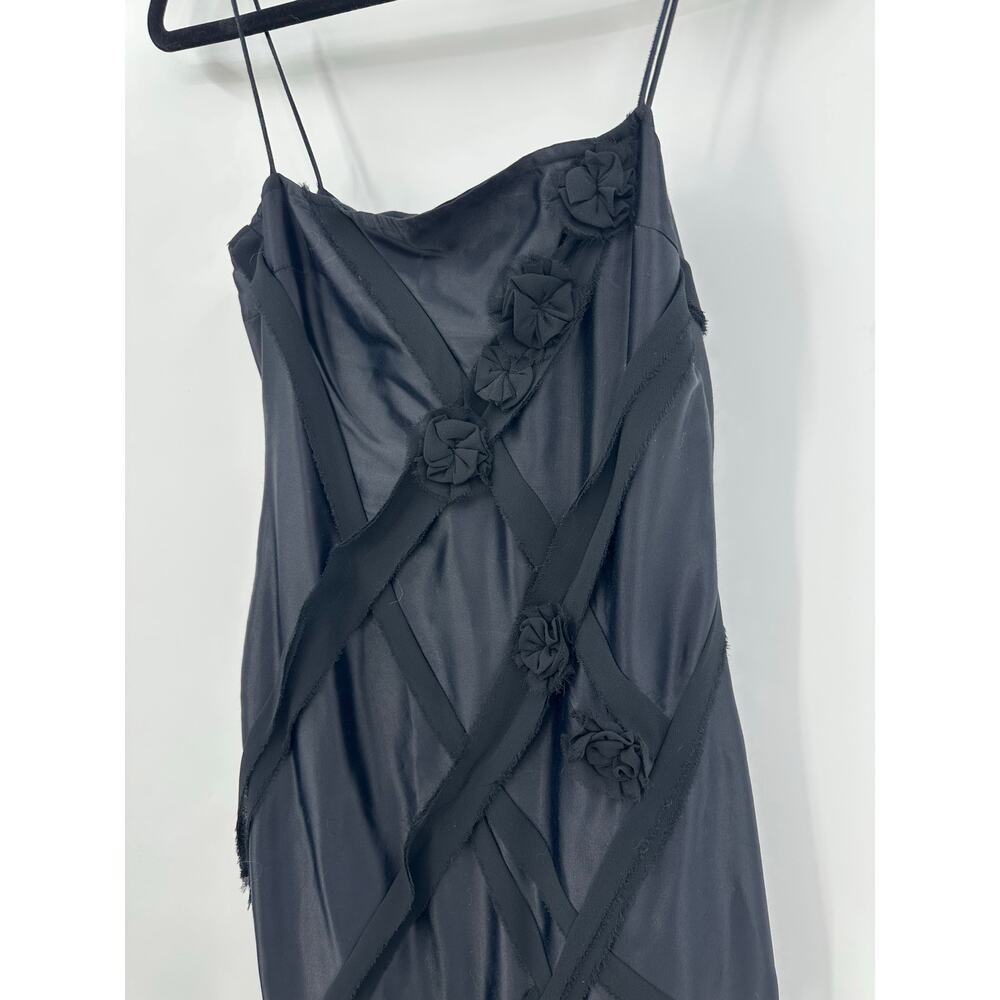 Zara Satin Midi Slip Dress Size M Black Rushed Fairy Goth Witchy Whimsygoth - Picture 9 of 16